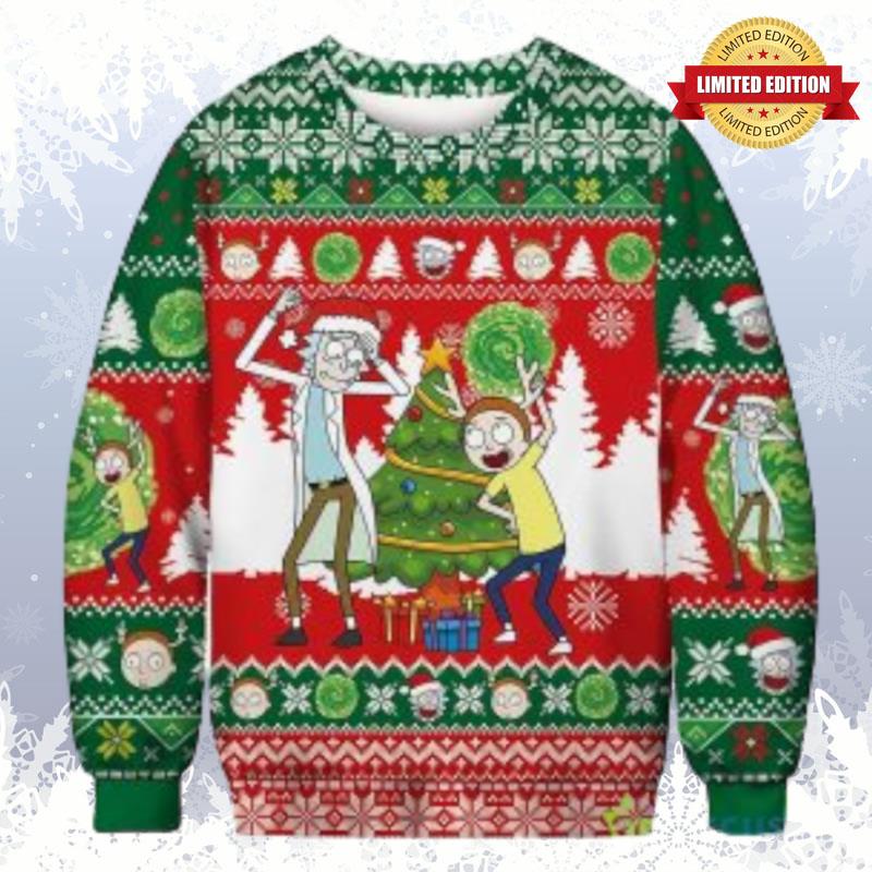 Rick And Morty Dancing Christmas Ugly Sweaters For Men Women