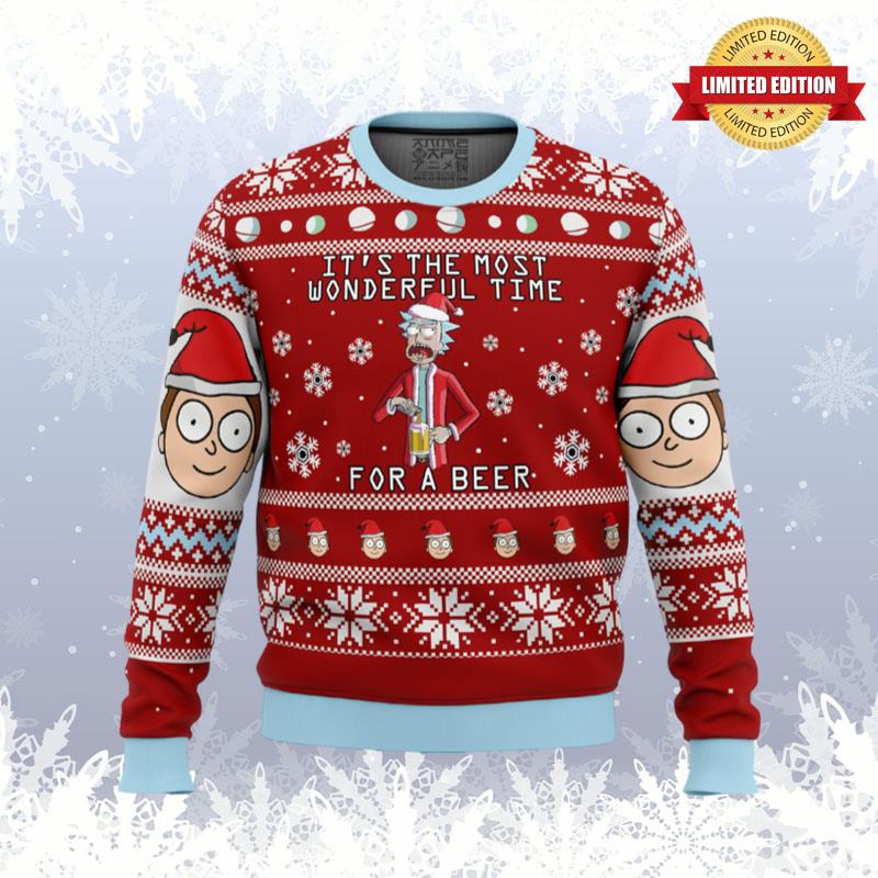 Rick and Morty Time for a Beer Ugly Sweaters For Men Women