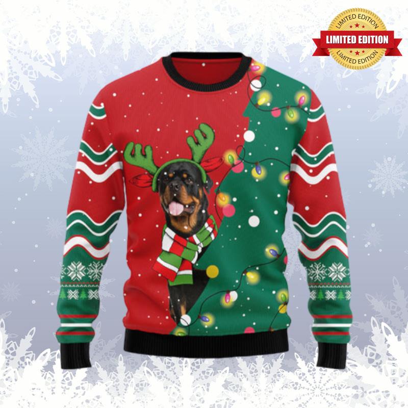 Rottweiler Christmas Tree Ugly Sweaters For Men Women