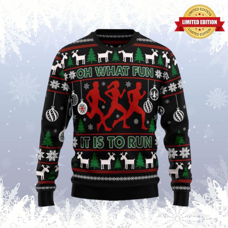 Running Oh What Fun Ugly Sweaters For Men Women