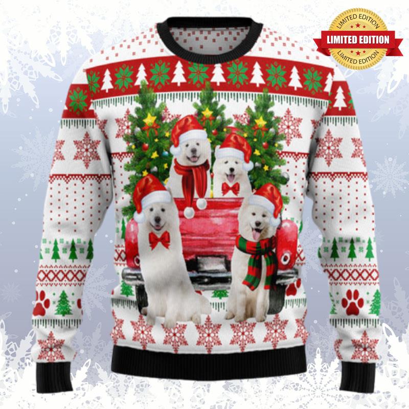 Samoyed Red Truck Ugly Sweaters For Men Women