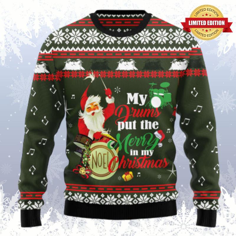 Santa And Drum Ugly Sweaters For Men Women