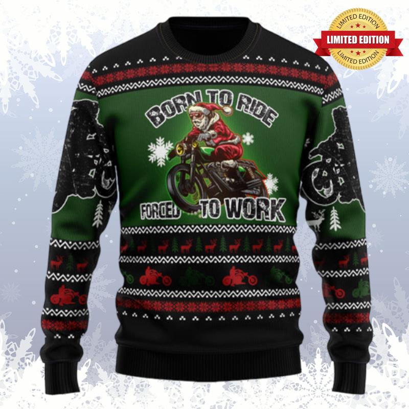 Santa Born To Ride Ugly Sweaters For Men Women