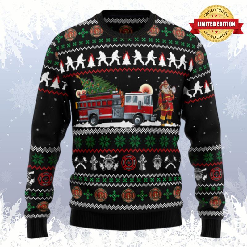 Santa Claus Firefighter Ugly Sweaters For Men Women