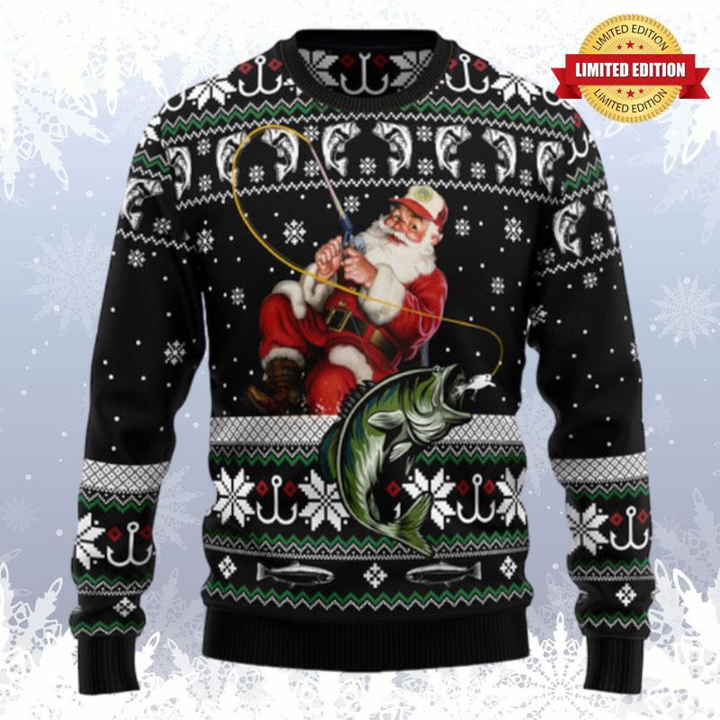 Santa Claus Fishing Ugly Sweaters For Men Women