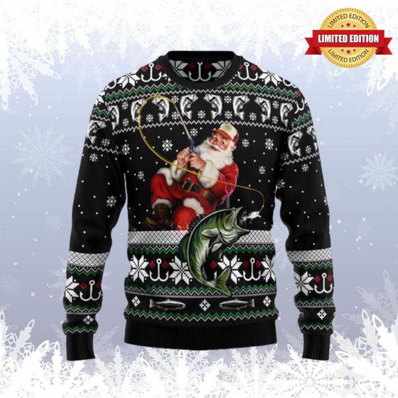 Santa Claus Fishing Ugly Sweaters For Men Women