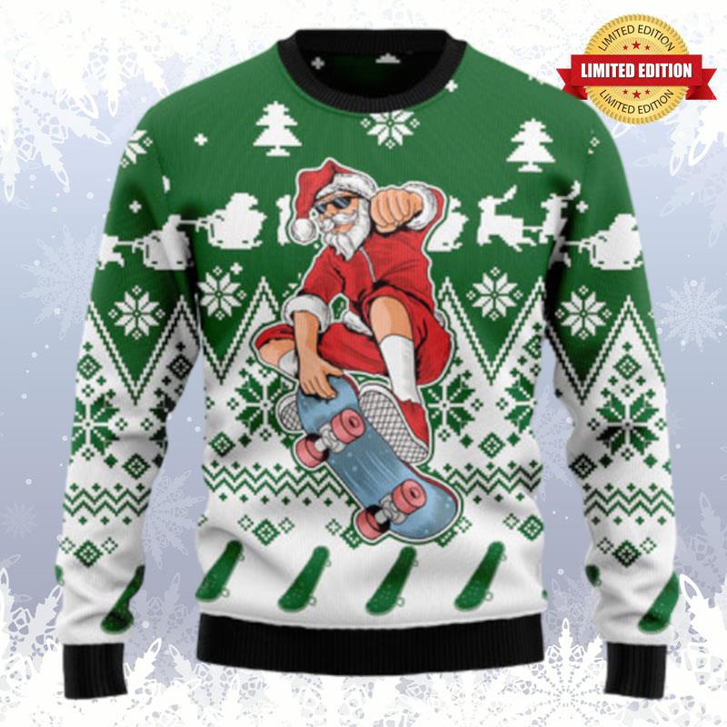 Santa Claus Skateboarding G51021 Ugly Sweaters For Men Women