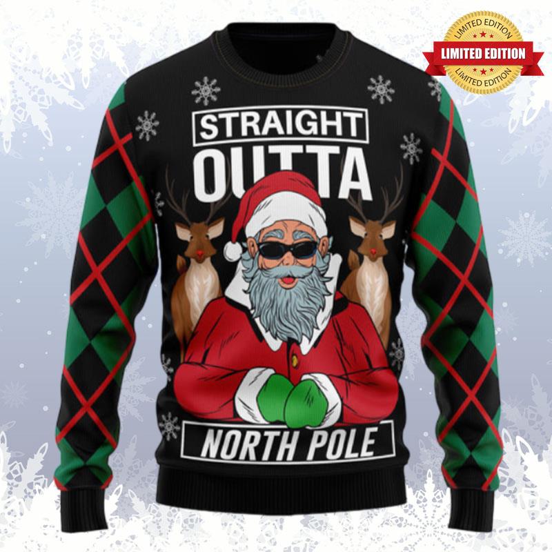 Santa Claus Straight Outta North Pole Ugly Sweaters For Men Women