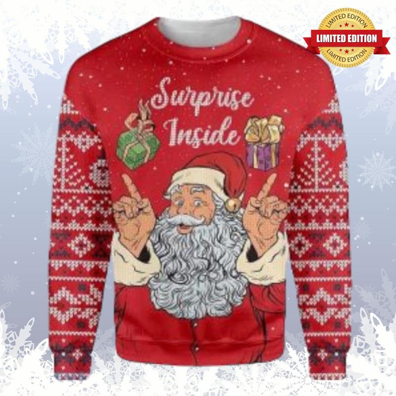 Santa Claus Surprise  Christmas Ugly Sweaters For Men Women