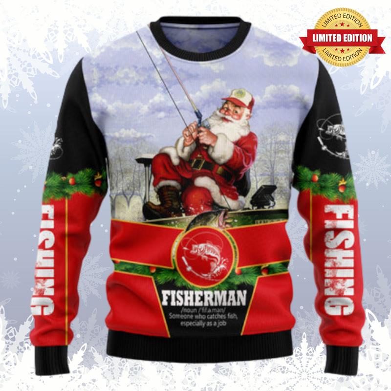 Santa Fisherman Ugly Sweaters For Men Women