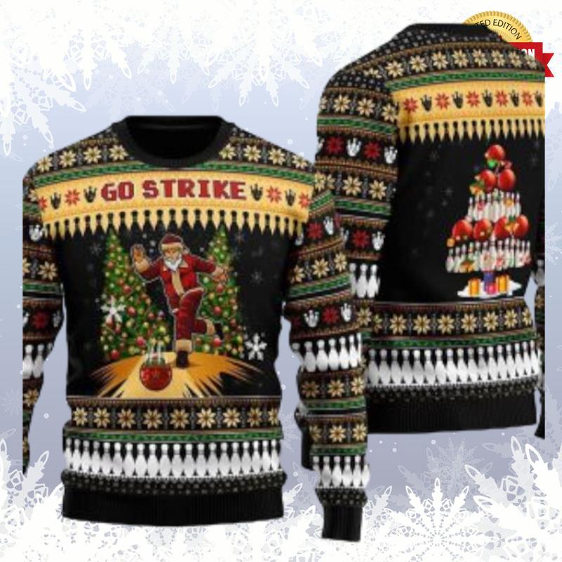 Santa Go Strike Bowling Ugly Sweaters For Men Women