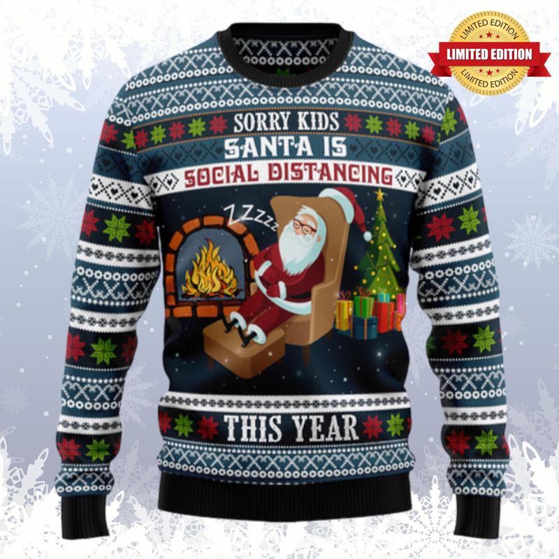 Santa Is Social Distancing Ugly Sweaters For Men Women