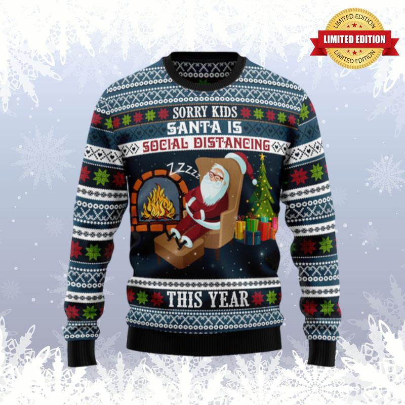 Santa Is Social Distancing Ugly Sweaters For Men Women