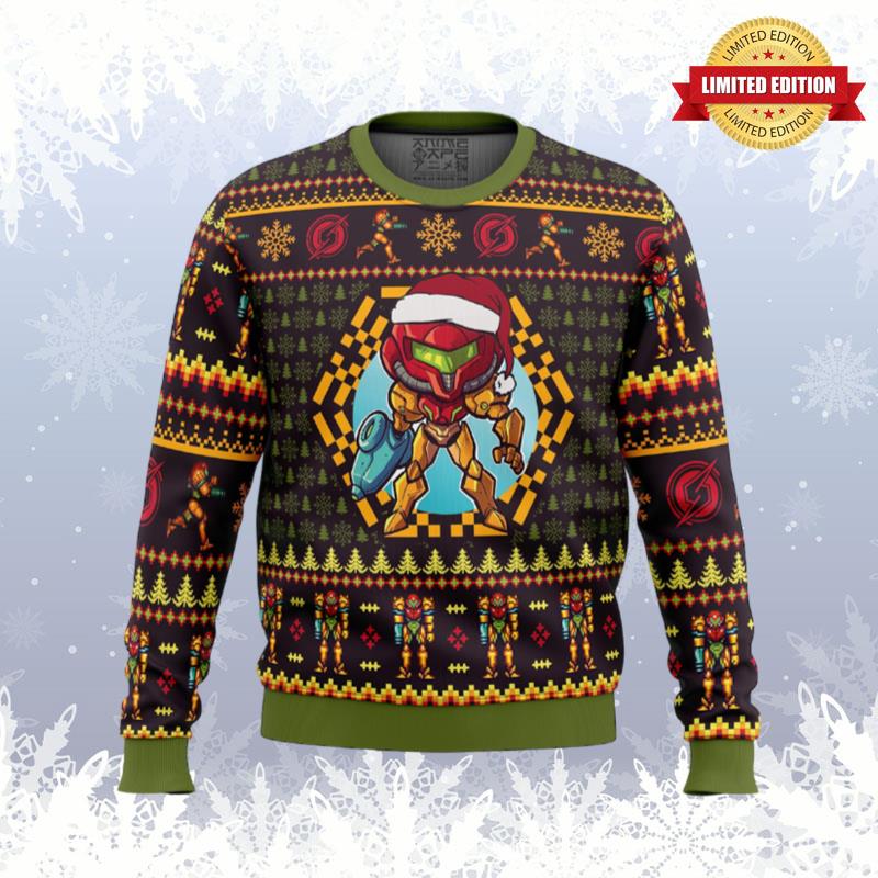 Santa Samus Aran Metroid Ugly Sweaters For Men Women - RugControl