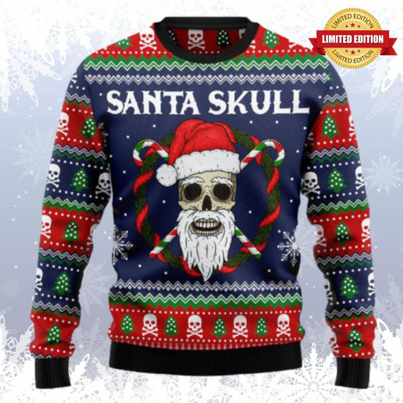 Santa Skull HZ101906 Ugly Christmas Sweater Ugly Sweaters For Men Women