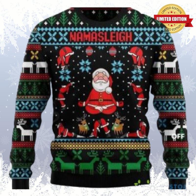 Santa Yoga Christmas Ugly Sweaters For Men Women