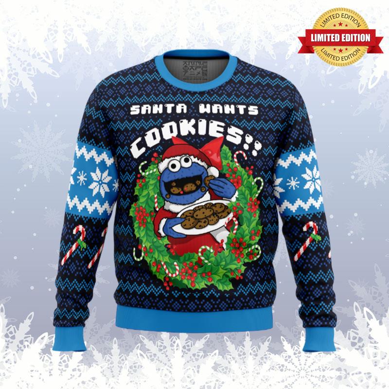 Santa's Cookies Cookie Monster Ugly Sweaters For Men Women