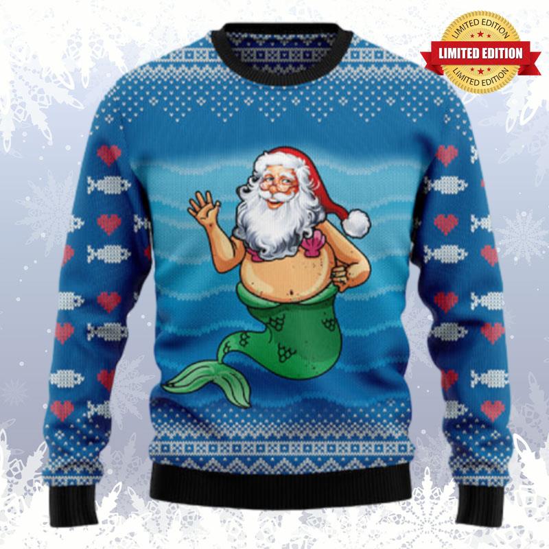 Satan Claus Mermaid Ugly Sweaters For Men Women