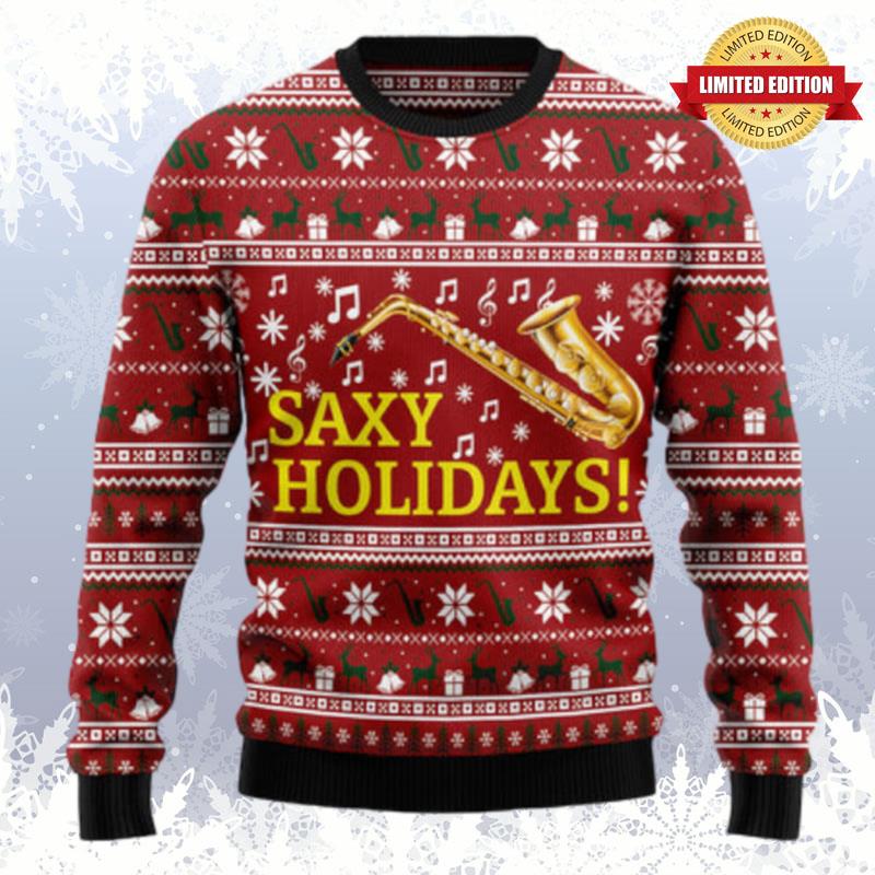 Saxy Holidays Saxophone Ugly Sweaters For Men Women