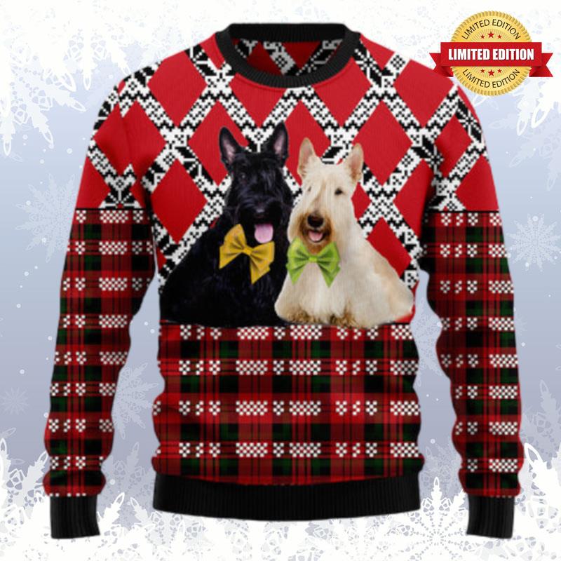 Scottish Terrier Black And White T1410 Ugly Christmas Sweater Ugly Sweaters For Men Women