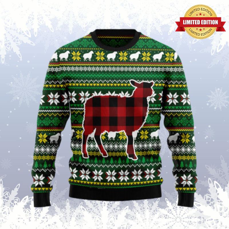 Sheep Red Plaid 1 Ugly Sweaters For Men Women