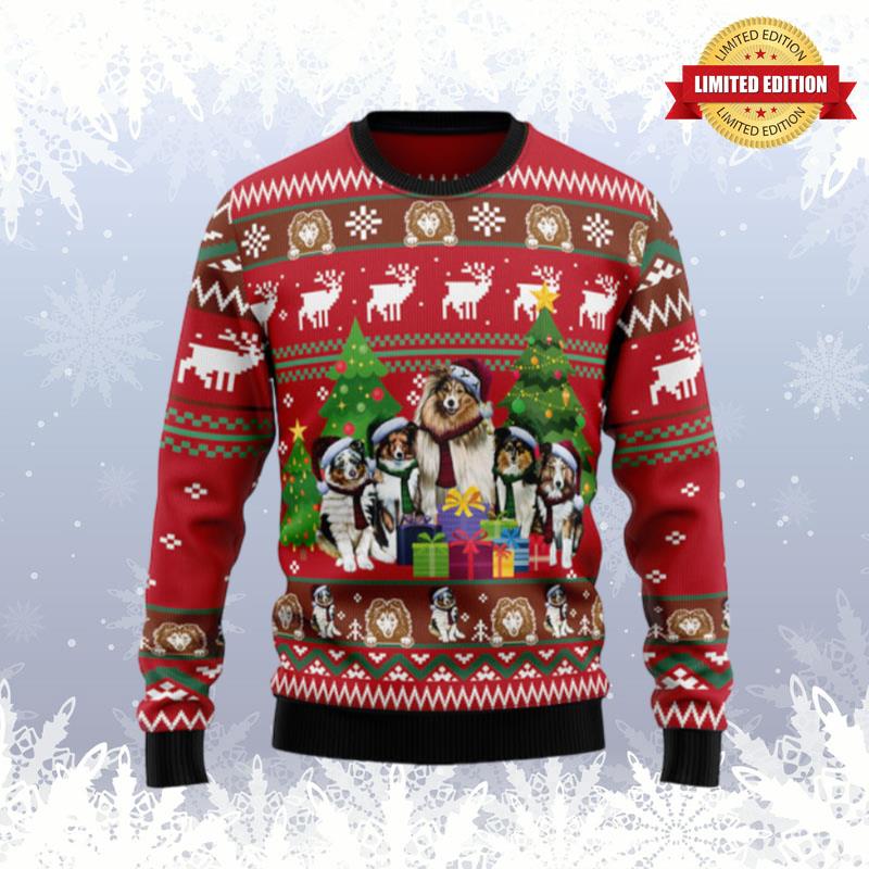 Shetland Sheepdogs Family Snow Ugly Sweaters For Men Women