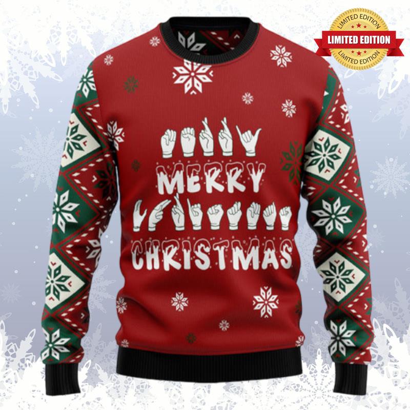 Sign Language Merry Christmas Ugly Sweaters For Men Women
