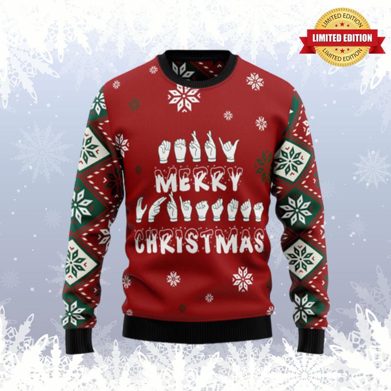 Sign Language Merry Christmas Ugly Sweaters For Men Women