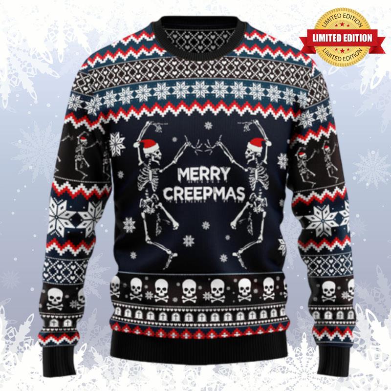 Skeleton Merry Creepmas Ugly Sweaters For Men Women