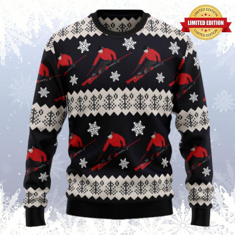 Skiing Christmas Ugly Sweaters For Men Women