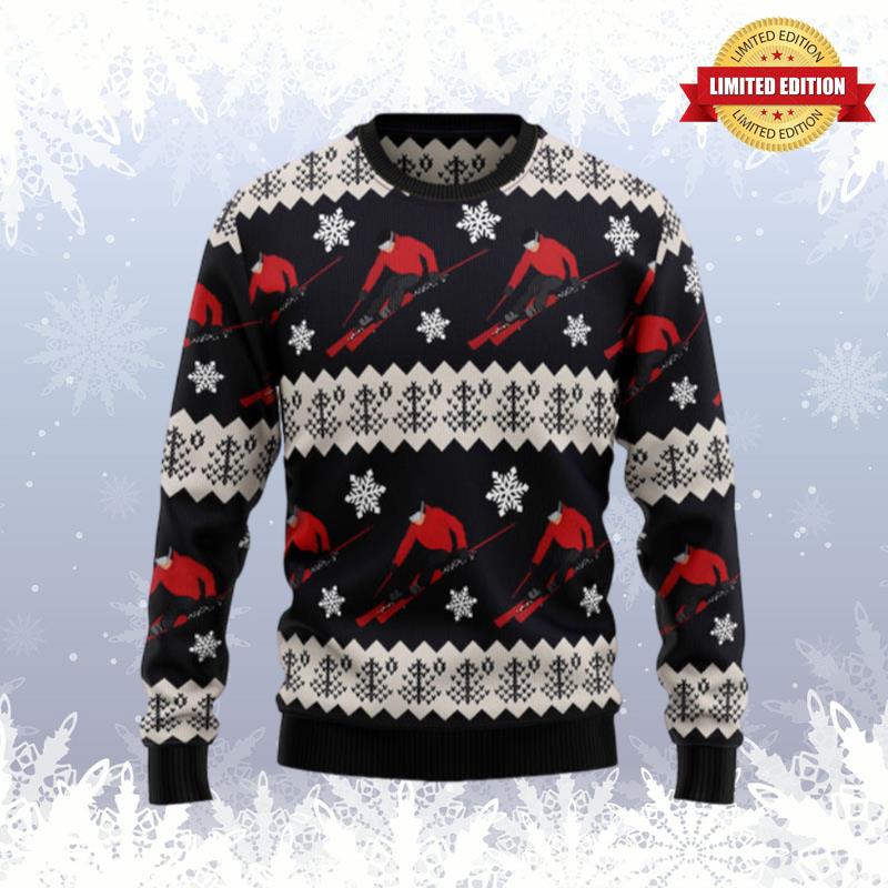 Skiing Christmas Ugly Sweaters For Men Women