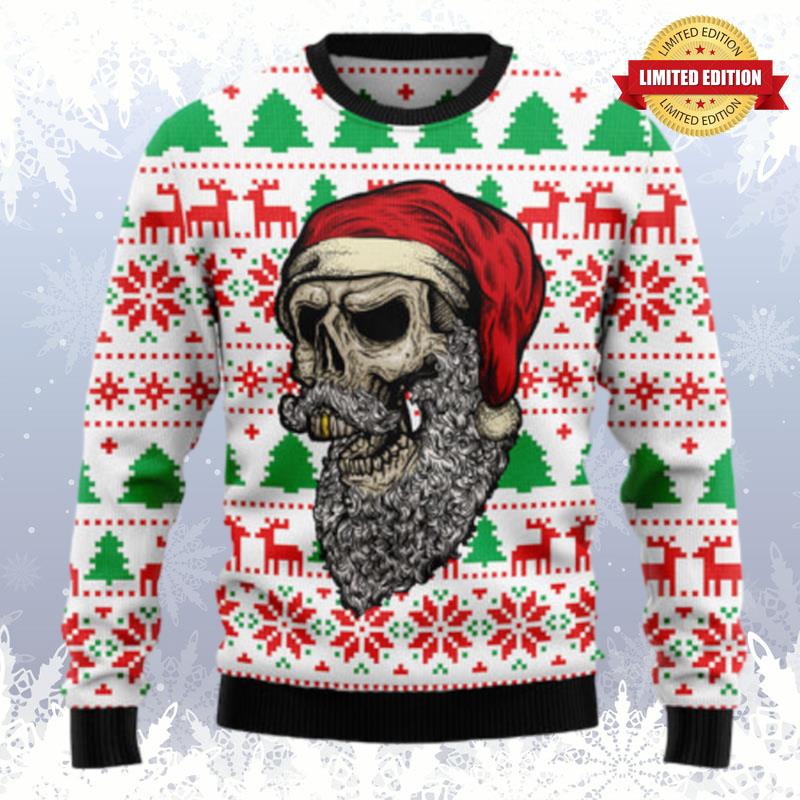 Skull Santa Claus Costume Ugly Sweaters For Men Women