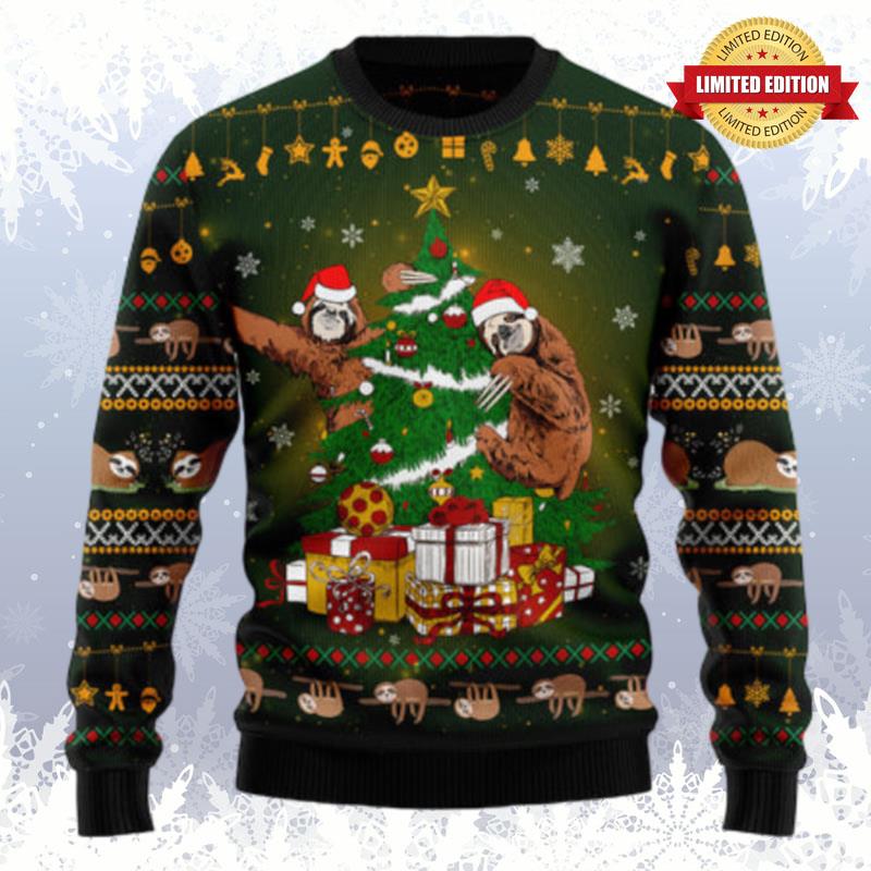 Sloth Christmas Tree Ugly Sweaters For Men Women