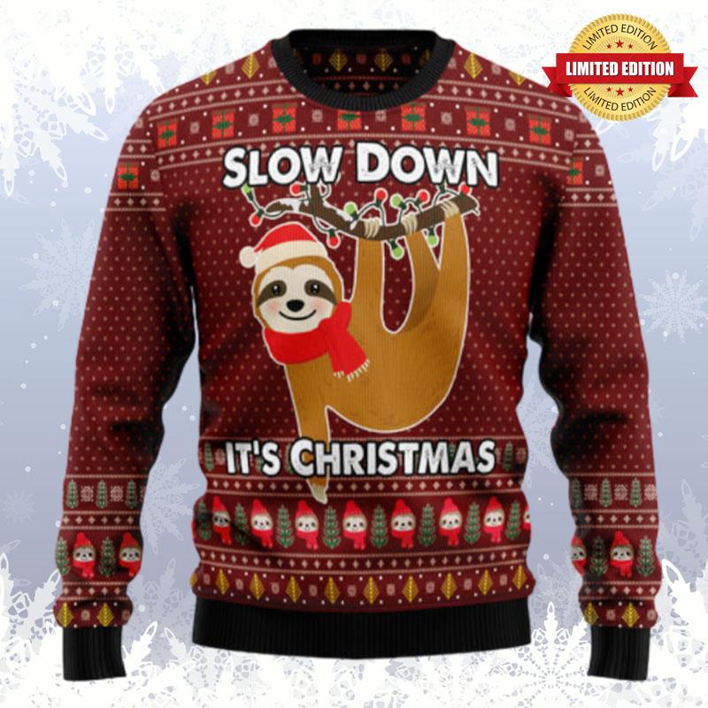 Sloth Slow Down Ugly Sweaters For Men Women