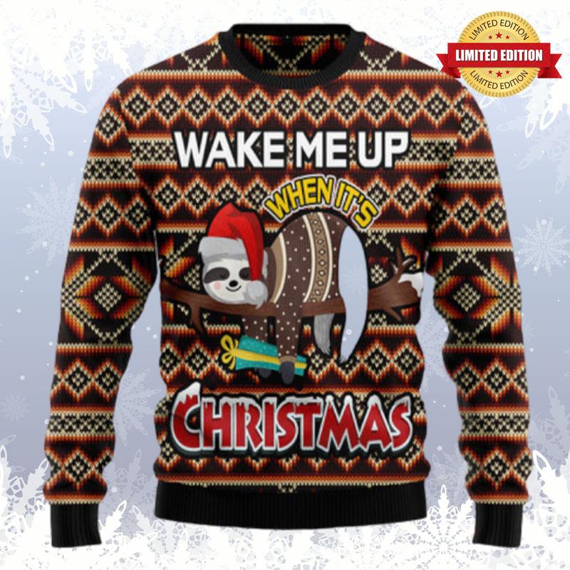 Sloth Wake Me Up When It'S Christmas Ugly Sweaters For Men Women