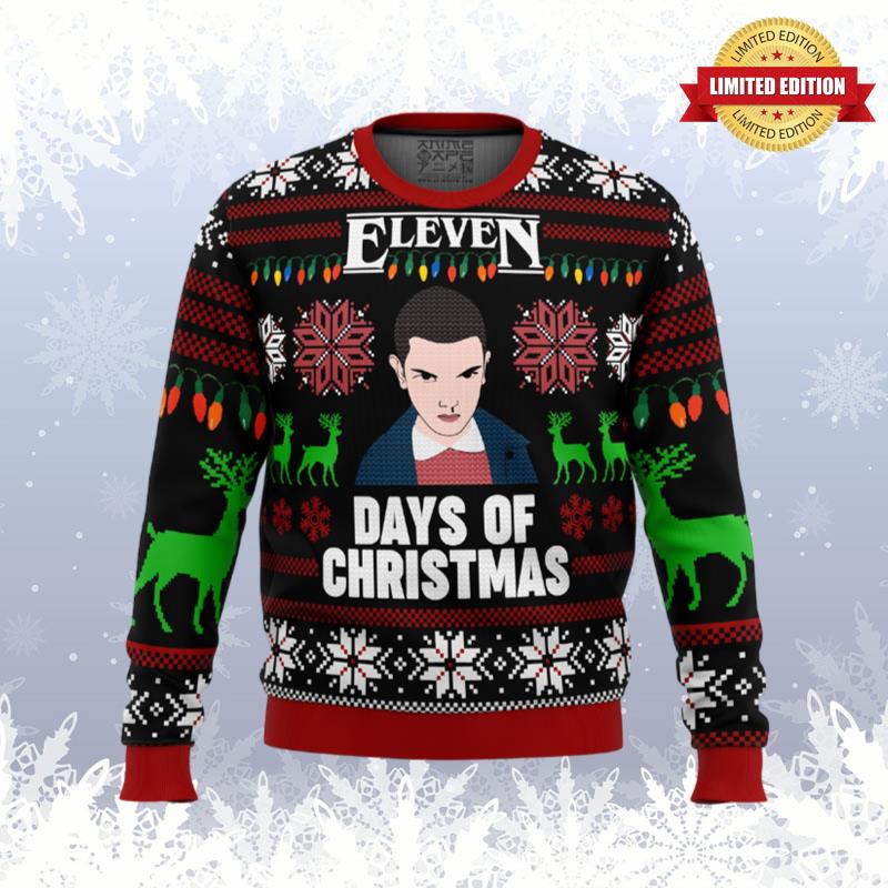 Stranger Things Eleven Days of Xmas Ugly Sweaters For Men Women