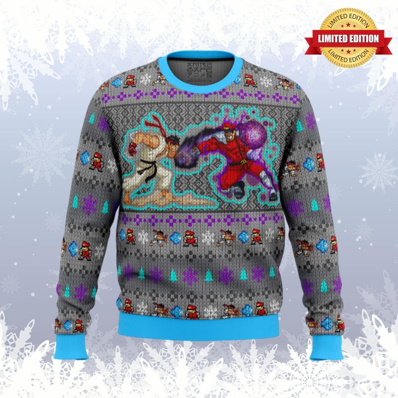 Street Fighter Ryu Vs. M. Bison Ugly Sweaters For Men Women