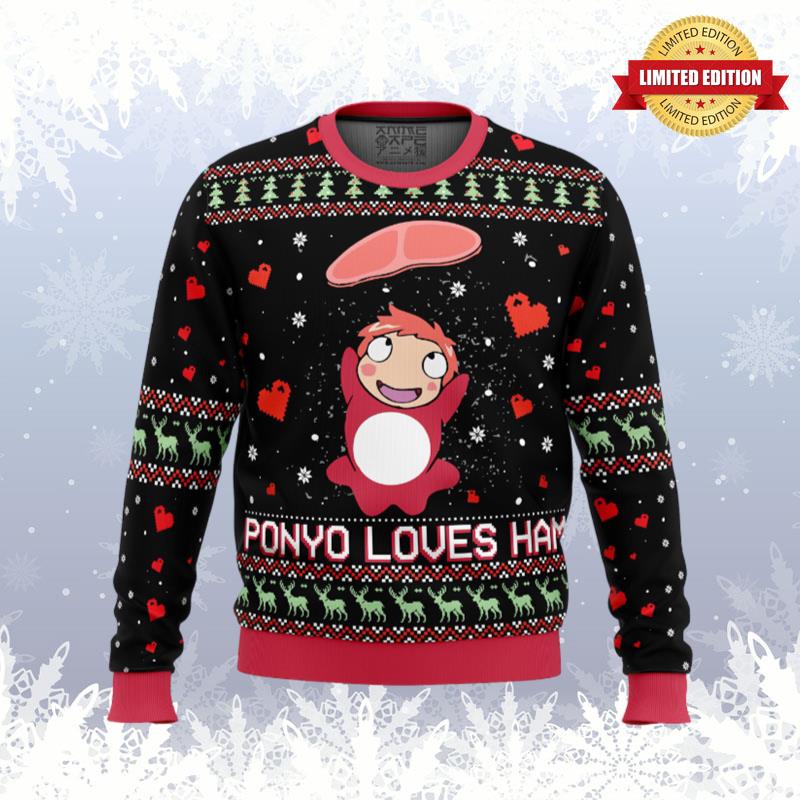 Studio Ghibli Ponyo Loves Ham Miyazaki Ugly Sweaters For Men Women