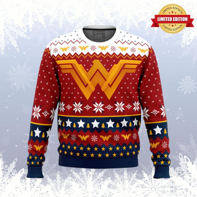 Super Heroes Wonder Woman Christmas Ugly Sweaters For Men Women