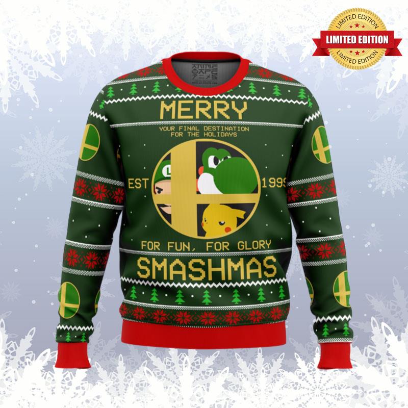 Super Smash Bros Merry Smashmas Ugly Sweaters For Men Women