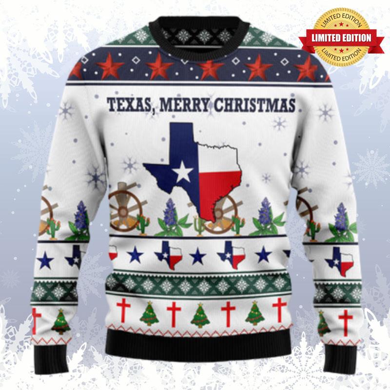 Texas Merry Christmas TG51125 unisex womens & mens, couples matching, friends, funny family ugly christmas holiday sweater gifts (plus size available) Ugly Sweaters For Men Women