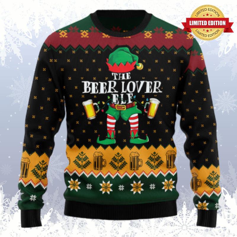 The Beer Lover Elf Ugly Sweaters For Men Women