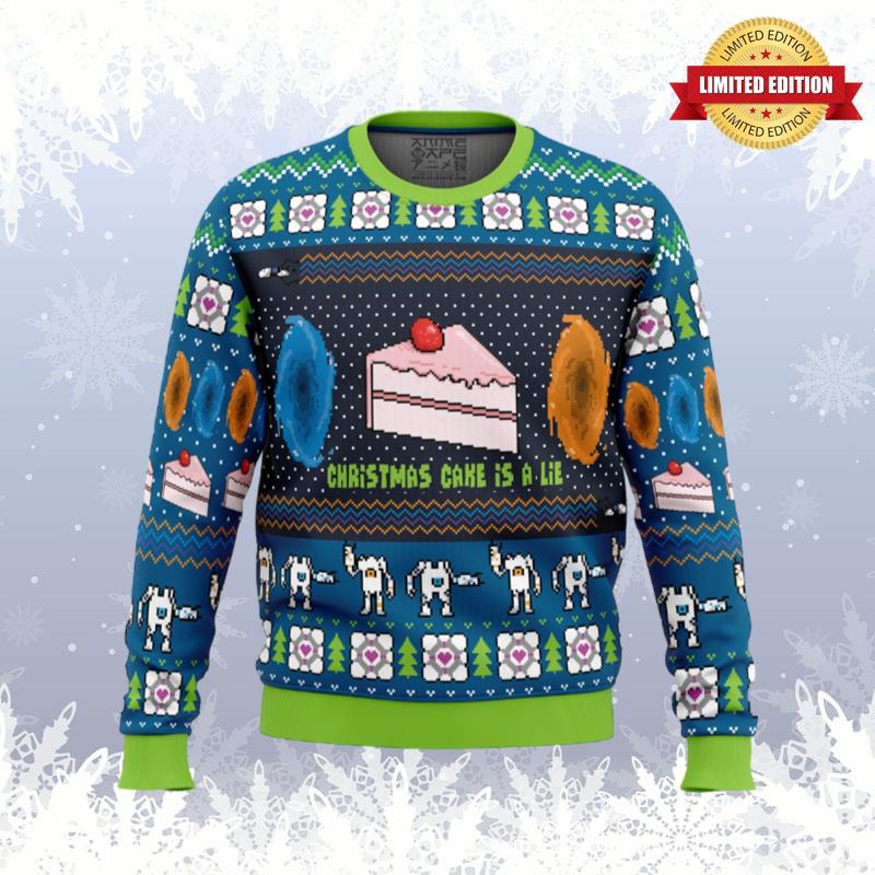 The Christmas Cake Is A Lie Portal 2 Ugly Sweaters For Men Women