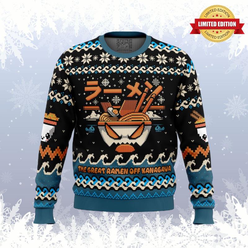 The Great Ramen Off Kanagawa Ramen Ugly Sweaters For Men Women