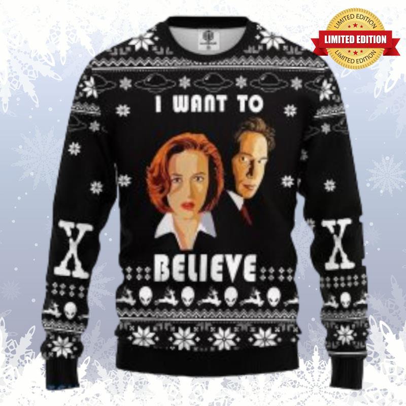 The X Files I Want To Believe Knitted Christmas Xmas Ugly Sweaters For Men Women