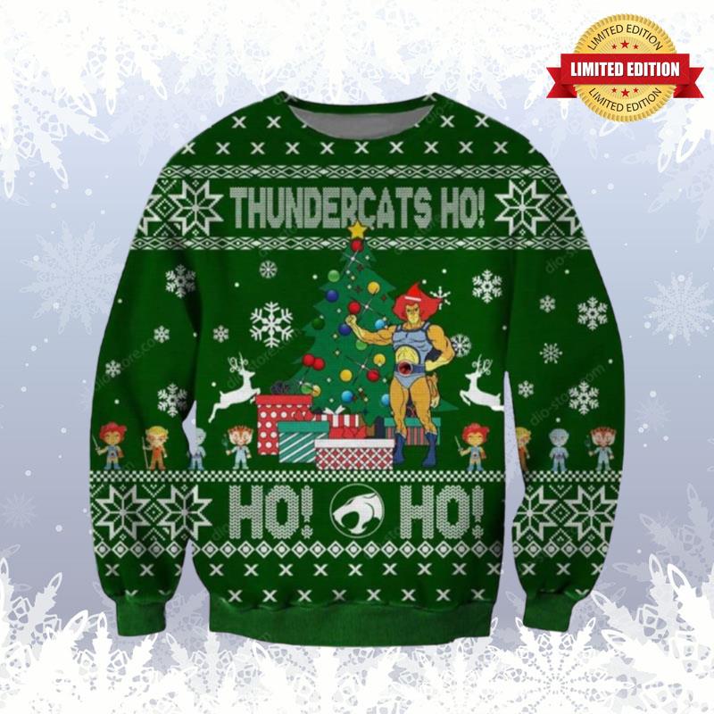 Thunder Ho Ho Ho 3D Christmas Knitting Pattern Ugly Sweaters For Men Women