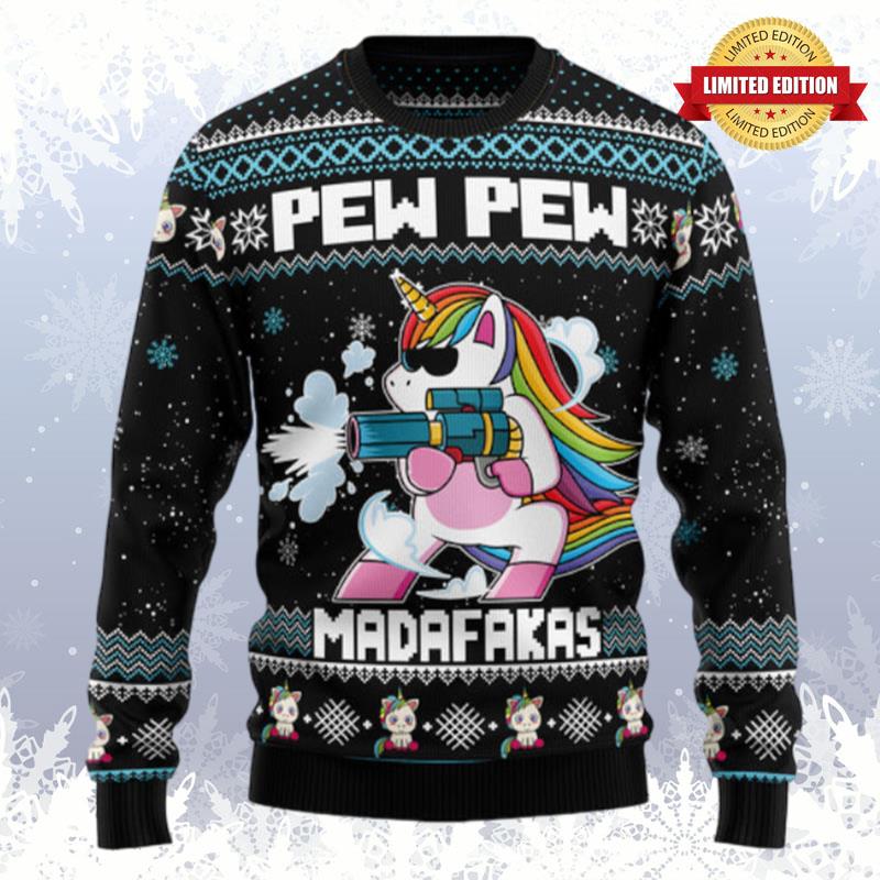 Unicorn Pew Pew Ugly Sweaters For Men Women