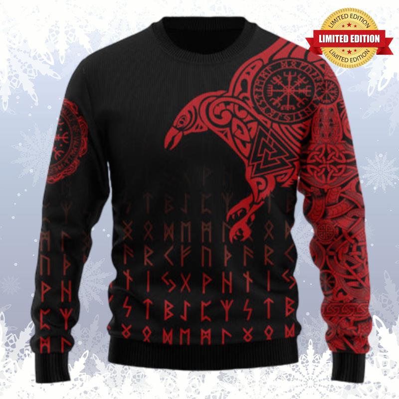 Vikings The Raven Of Odin Tattoo Ugly Sweaters For Men Women