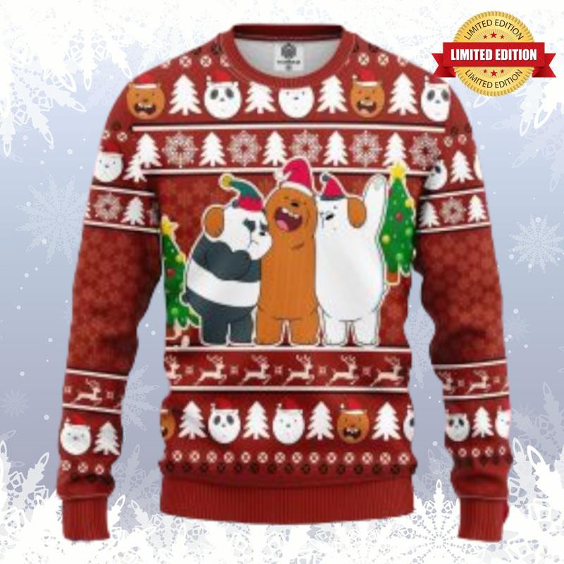 We Bare Bears Funny Wool Knitted Christmas Ugly Sweaters For Men Women