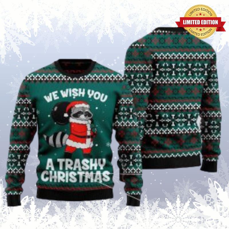 We Wish You A Trashy Christmas Raccoon Christmas Xmas Ugly Sweaters For Men Women